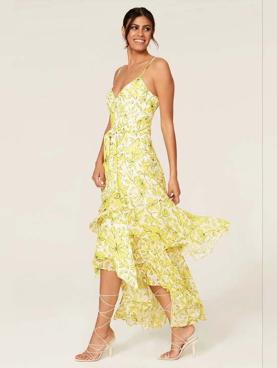 Badgley Mischka Dresses & Skirts - Badgley Mischka Women's Yellow Mixed Print Dress, Size 6, $795
